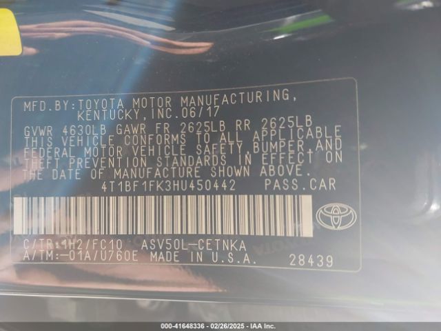 4T1BF1FK3HU450442 Toyota CAMRY LE