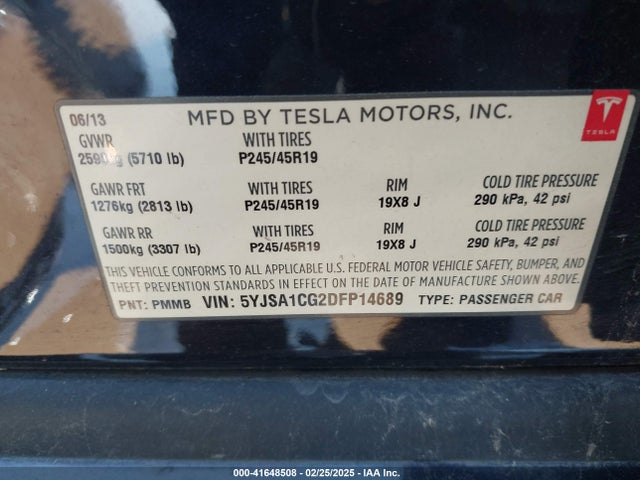 2013 TESLA MODEL S 5YJSA1CG2DFP14689 Photo 8
