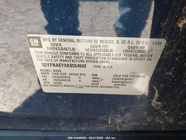 2010 CADILLAC SRX 3GYFNAEY8AS554942 Photo 8