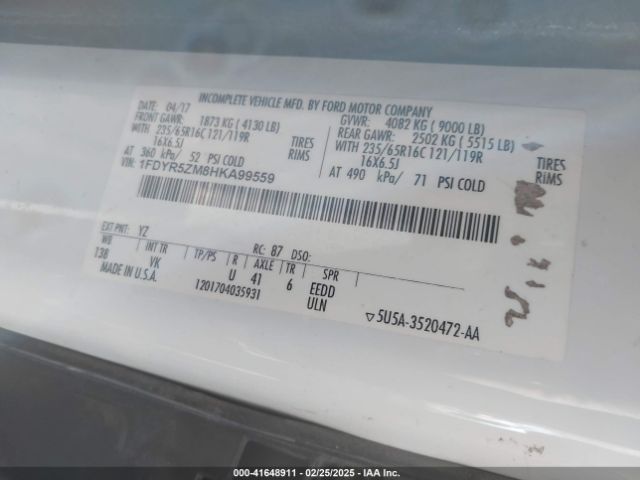 1FDYR5ZM8HKA99559 Ford Transit-250 Cab