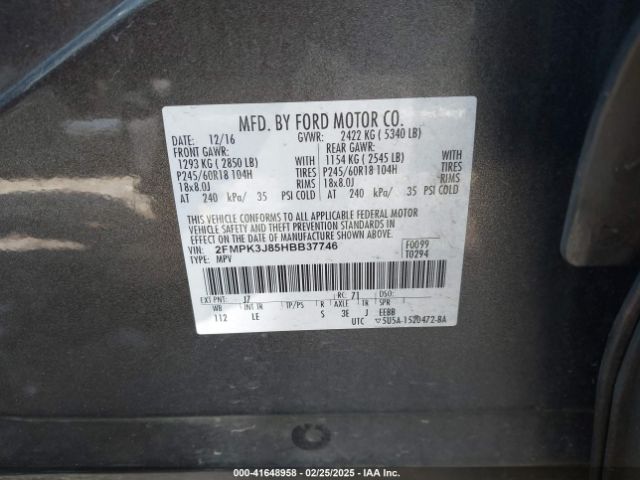 2FMPK3J85HBB37746 Ford EDGE SEL