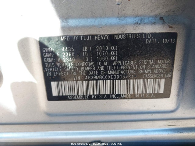 Subaru Legacy 2.5i Premium 2014 4S3BMBC6XE3015734 Image 9