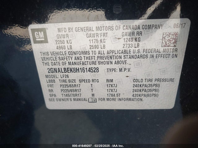 2GNALBEK8H1614528 Chevrolet EQUINOX LS