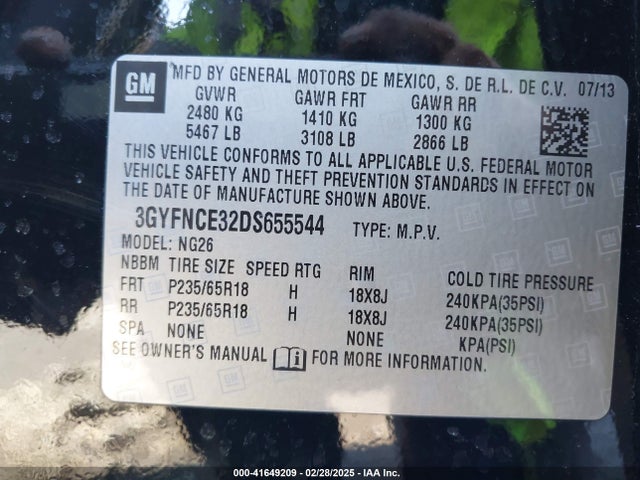 2013 CADILLAC SRX 3GYFNCE32DS655544 Photo 8