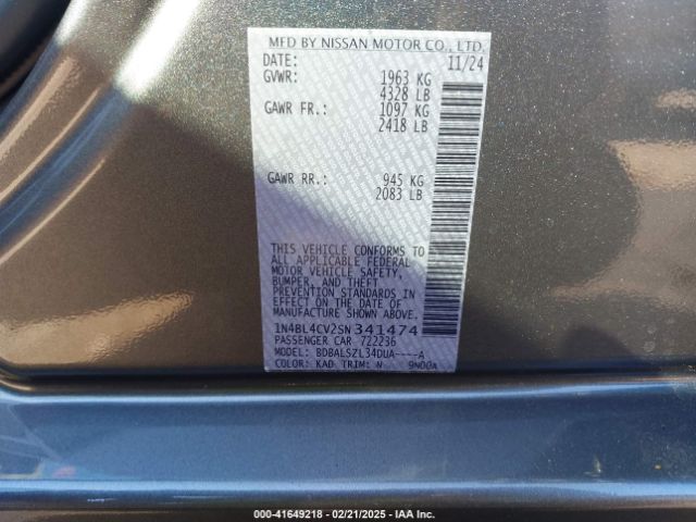 1N4BL4CV2SN341474 Nissan Altima Sr Fwd