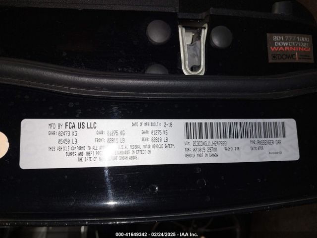 2C3CDXGJ1JH247683 Dodge Charger R/t Scat Pack Rwd