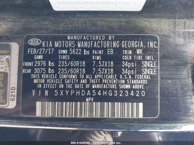 KIA Sorento 3.3l Ex 2017 5XYPHDA54HG323420 Image 9