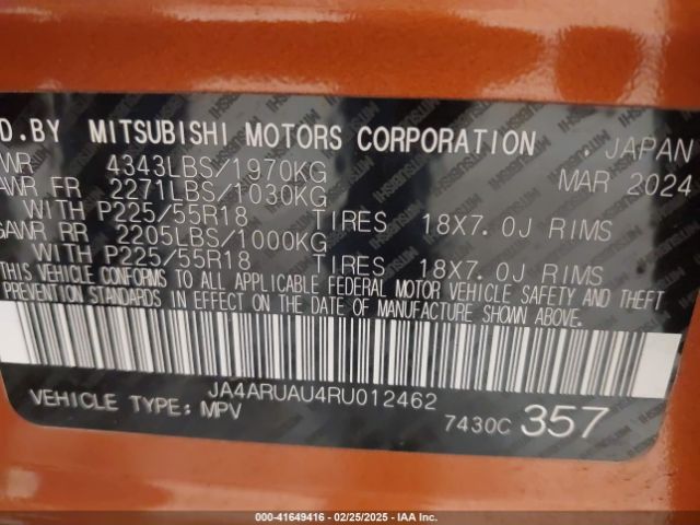 2024 MITSUBISHI OUTLANDER SPORT JA4ARUAU4RU012462 Photo 8