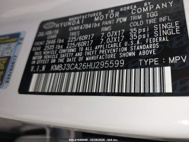 KM8J3CA26HU295599 Hyundai Tucson Eco