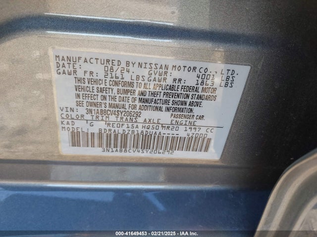 3N1AB8CV4SY206292 Nissan SENTRA SV