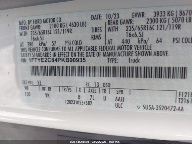 1FTYE2C84PKB90935 Ford Transit-150