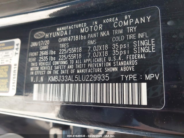 Hyundai Tucson Ultimate 2020 KM8J33AL5LU229935 Image 9