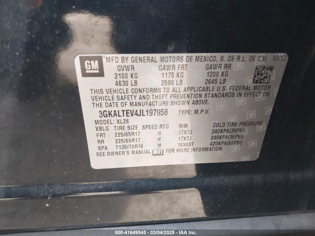 3GKALTEV4JL197958 GMC Terrain Sle