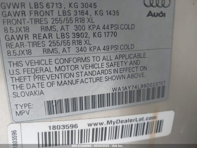 2009 AUDI Q7 WA1AY74L99D023707 Photo 8