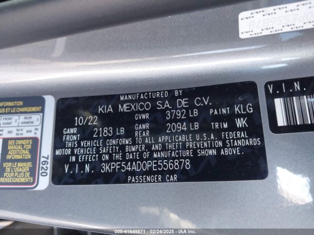 3KPF54AD0PE556878 KIA Forte Gt-line