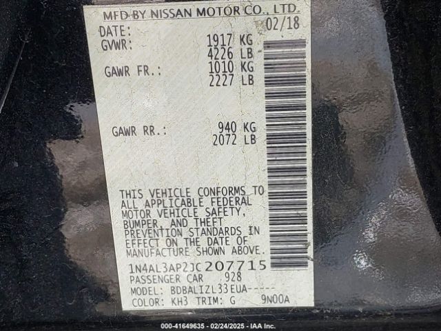1N4AL3AP2JC207715 Nissan Altima 2.5 Sv