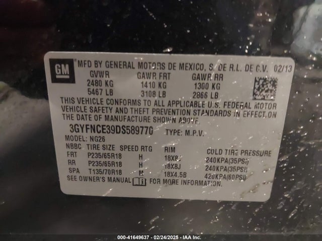 2013 CADILLAC SRX 3GYFNCE39DS589770 Photo 8