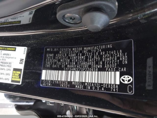 5YFS4MCE7SP220658 Toyota COROLLA SE