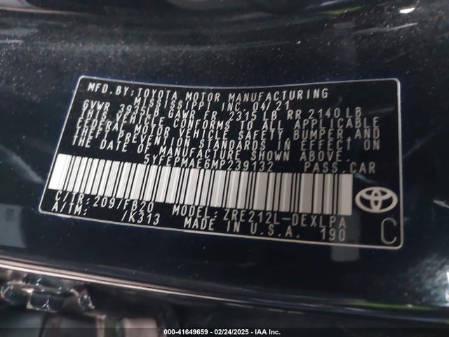 Toyota COROLLA LE 2021 5YFEPMAE6MP239132 Image 9