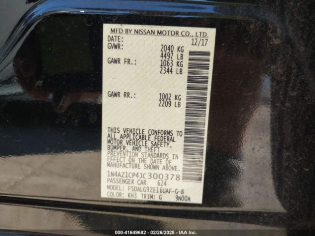 1N4AZ1CP4JC300378 Nissan Leaf Sl