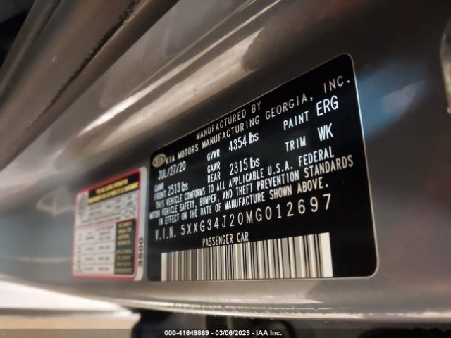 5XXG34J20MG012697 KIA K5 EX
