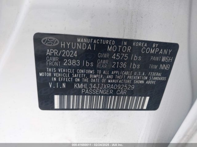 KMHL34JJXRA092529 Hyundai Sonata Hybrid Sel