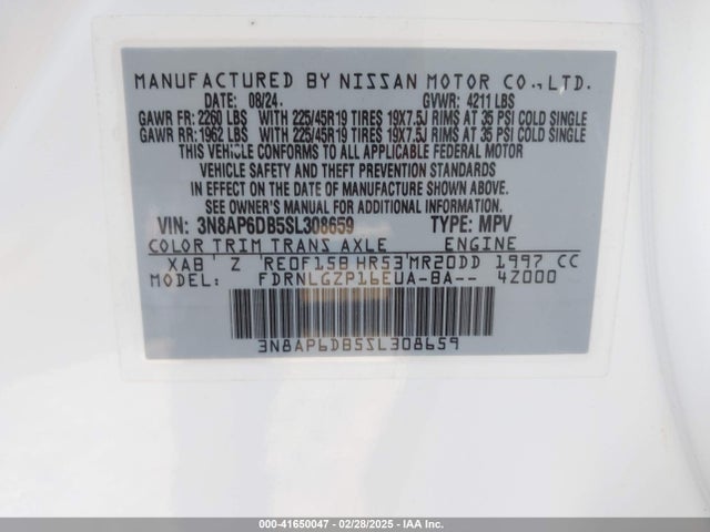 3N8AP6DB5SL308659 Nissan KICKS SR