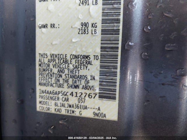 1N4AA6AP5GC412767 Nissan Maxima 3.5 Sv