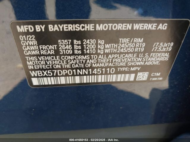 WBX57DP01NN145110 BMW X3 Xdrive30i