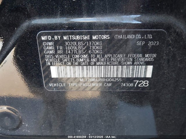 2024 MITSUBISHI MIRAGE ML32AWHJ8RH004255 Photo 8