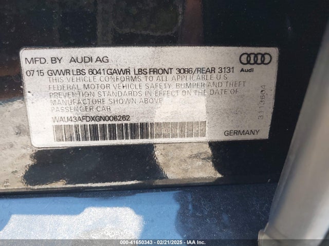 2016 AUDI A8 L WAU43AFDXGN006262 Photo 8