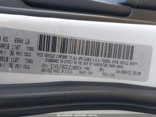 1C4RJFBG2JC108914 Jeep Grand Cherokee Limited 4x4