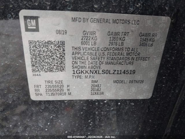 1GKKNXLS0LZ114519 GMC Acadia Awd Denali