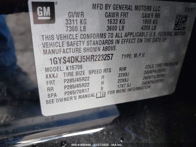 1GYS4DKJ5HR223257 Cadillac Escalade Platinum