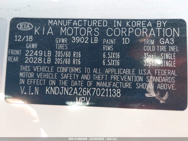 KIA g gdi 2019 KNDJN2A26K7021138 Image 9