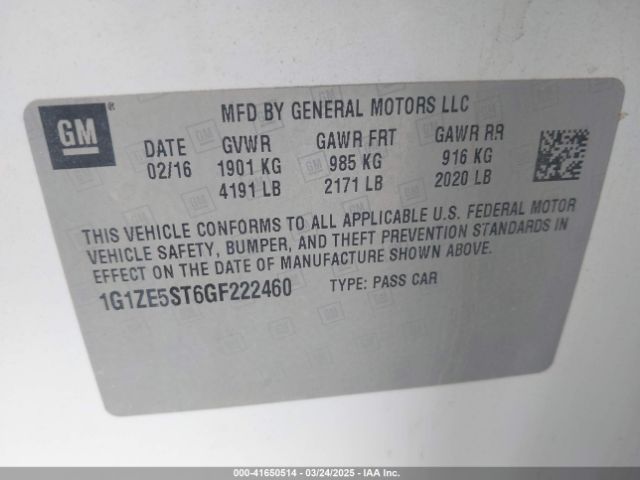 1G1ZE5ST6GF222460 Chevrolet MALIBU 1LT