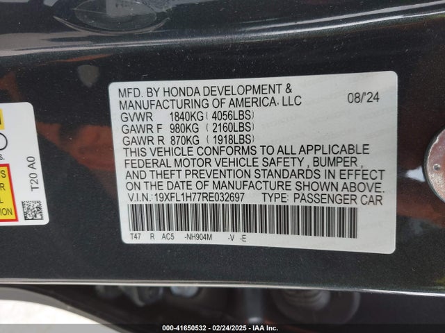 19XFL1H77RE032697 Honda Civic Ex-l