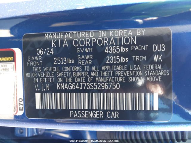 KNAG64J73S5296750 KIA K5 Gt-line