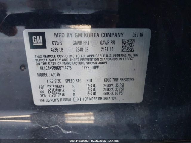 KL4CJASB0GB714475 Buick Encore