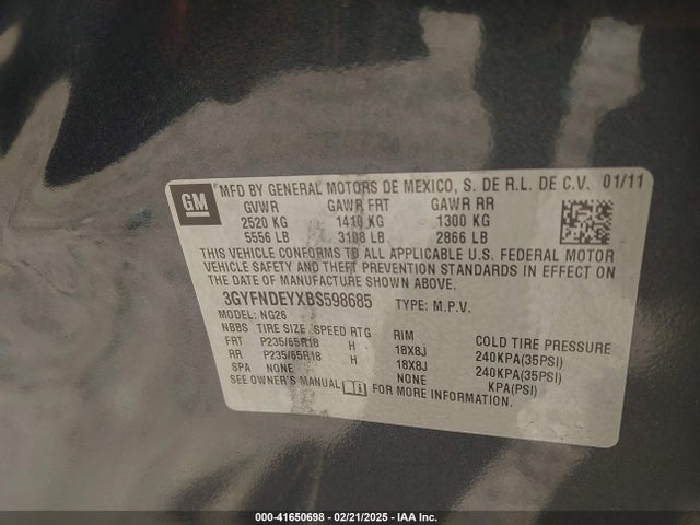 2011 CADILLAC SRX 3GYFNDEYXBS598685 Photo 8