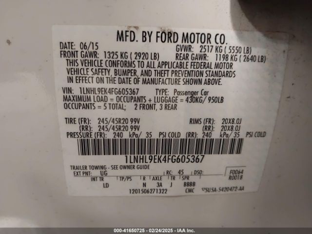 1LNHL9EK4FG605367 Lincoln MKS