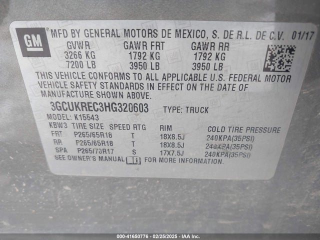 Chevrolet Silverado 1500 2lt 2017 3GCUKREC3HG320603 Image 9