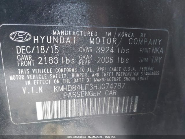 KMHD84LF3HU074787 Hyundai Elantra Limited