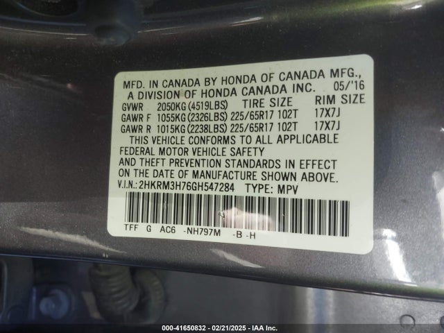 Honda Cr-v Ex-l 2016 2HKRM3H76GH547284 Image 9