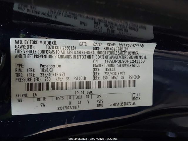 1FADP3L90HL243350 Ford FOCUS ST
