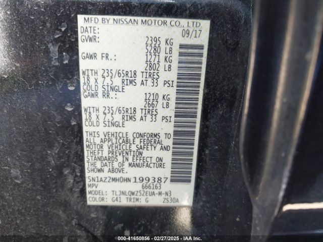 5N1AZ2MH0HN199387 Nissan MURANO SV
