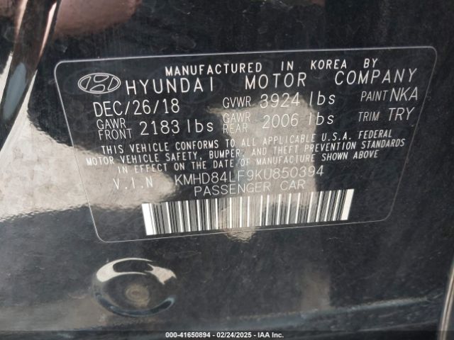 KMHD84LF9KU850394 Hyundai Elantra Value Edition