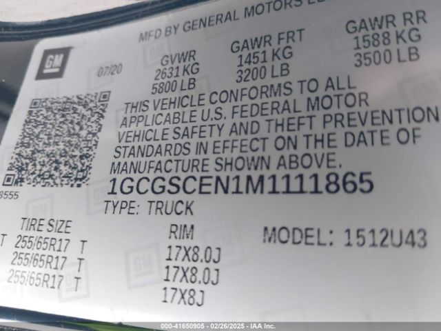 1GCGSCEN1M1111865 Chevrolet Colorado 2wd  Long Box Lt