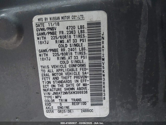 Nissan ROGUE SV 2019 JN8AT2MV5KW386836 Image 9
