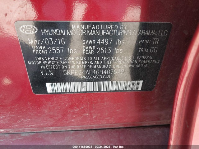 Hyundai SONATA SE 2016 5NPE24AF4GH407648 Image 9